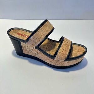 Prada Cork Wedge Slide with Black Trim